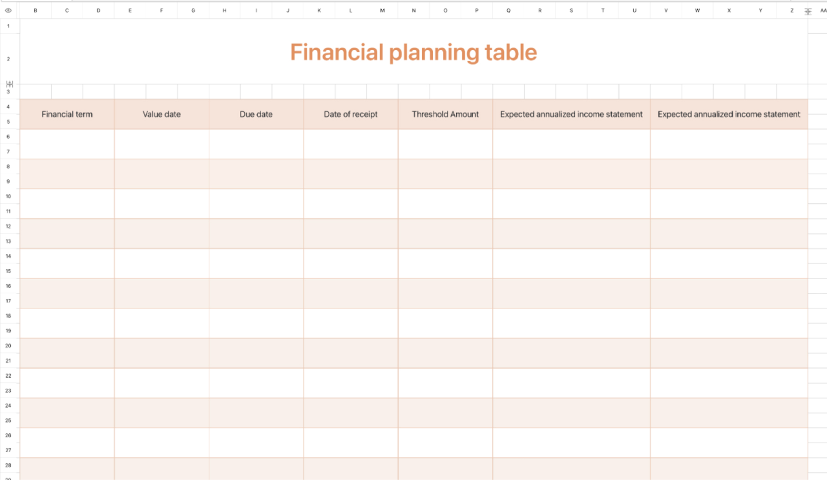 Financial planning table 1
